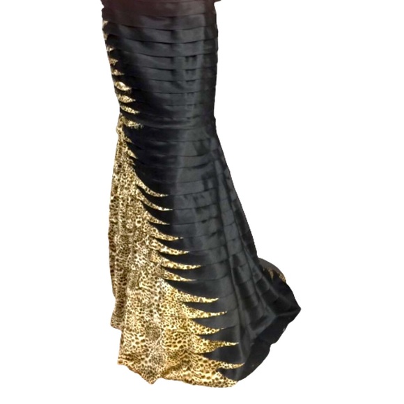 Clarisse Size 8 Black/Leopard Print Mermaid Gown - Picture 8 of 14